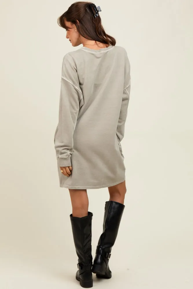 Beige Oversized Long Sleeve T-Shirt Dress sold by Pinkblush product image thumbnail 4