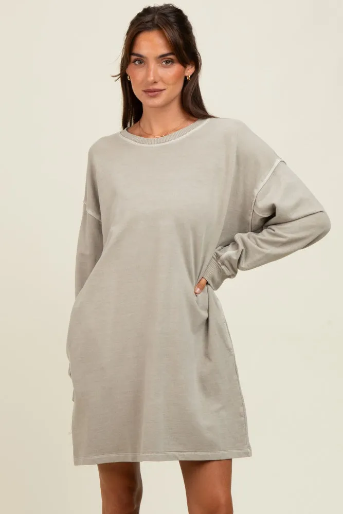 Beige Oversized Long Sleeve T-Shirt Dress sold by Pinkblush