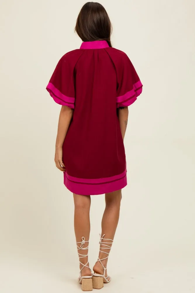 Burgundy Colorblock Border Print Mini Shift Dress sold by Pinkblush product image thumbnail 4