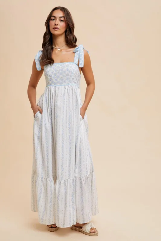 Light Blue Floral Cotton Dress sold by Pinkblush