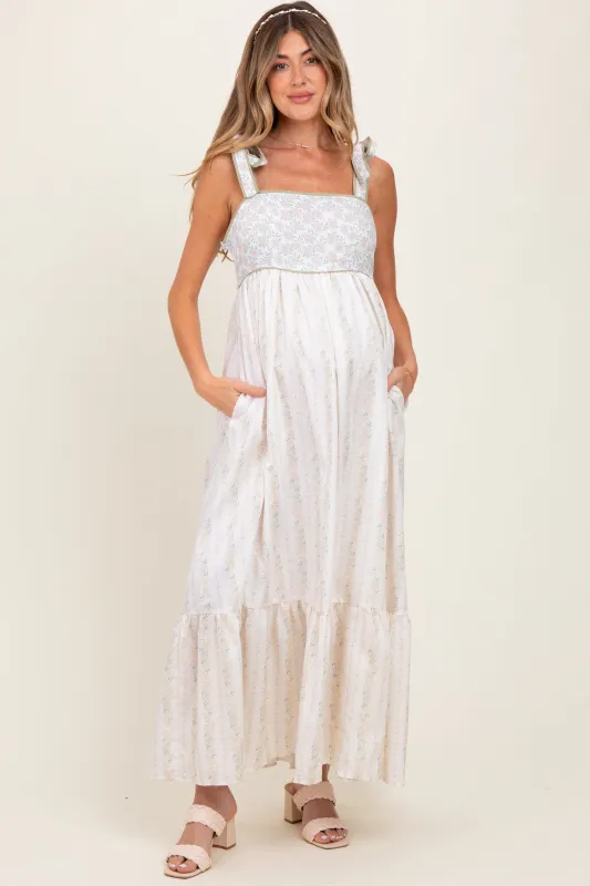 Peach Floral Cotton Maternity Dress sold by Pinkblush