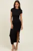 Black Side Slit Maxi Dress sold by Pinkblush