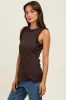 Brown Rib Knit Ruffle Trim Sleeveless Top sold by Pinkblush