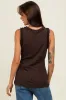 Brown Rib Knit Ruffle Trim Sleeveless Top sold by Pinkblush
