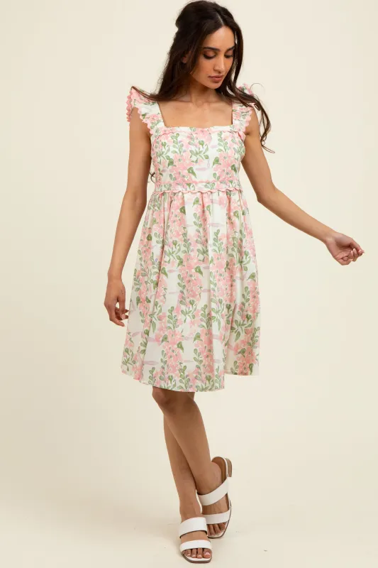 Pink Floral Print Smocked Back Dress sold by Pinkblush