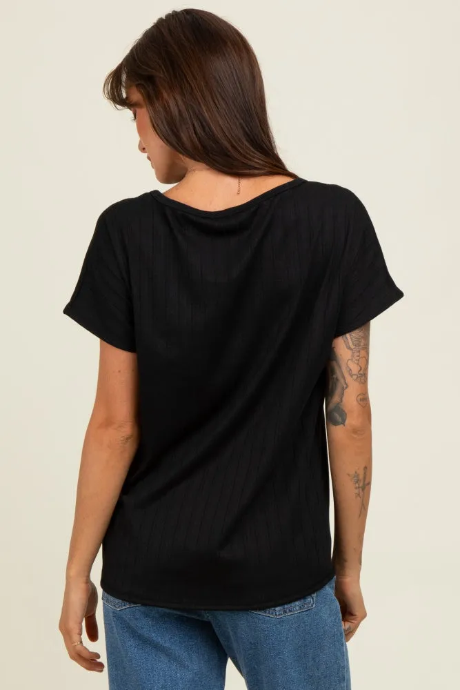 Black Ribbed Relaxed Tee sold by Pinkblush product image thumbnail 4
