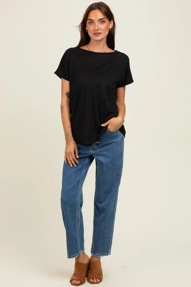 Black Ribbed Relaxed Tee sold by Pinkblush product image thumbnail 2