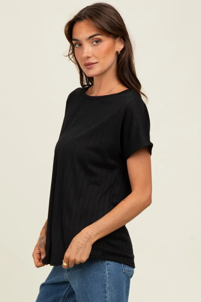 Black Ribbed Relaxed Tee sold by Pinkblush product image thumbnail 3