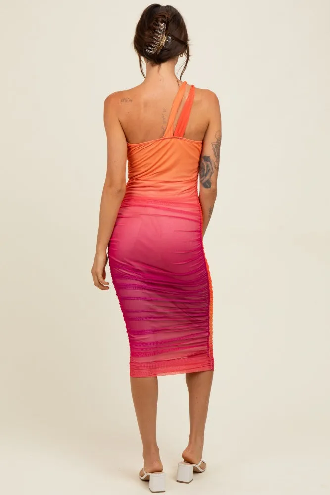 Orange Ombre Mesh One Shoulder Midi Dress sold by Pinkblush product image thumbnail 4