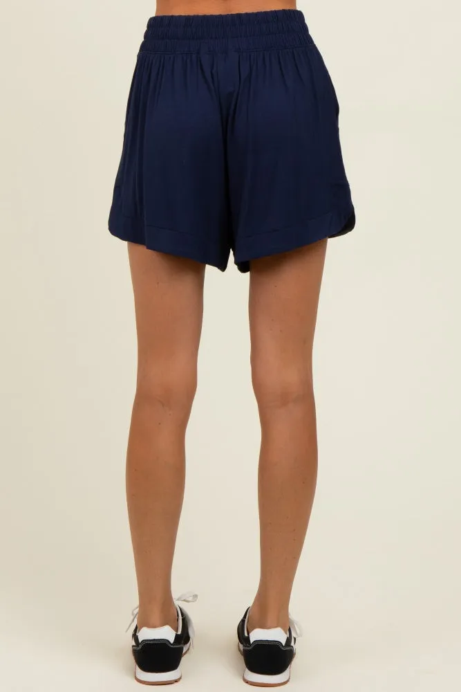 Navy Basic Rounded Hem Shorts sold by Pinkblush product image thumbnail 5