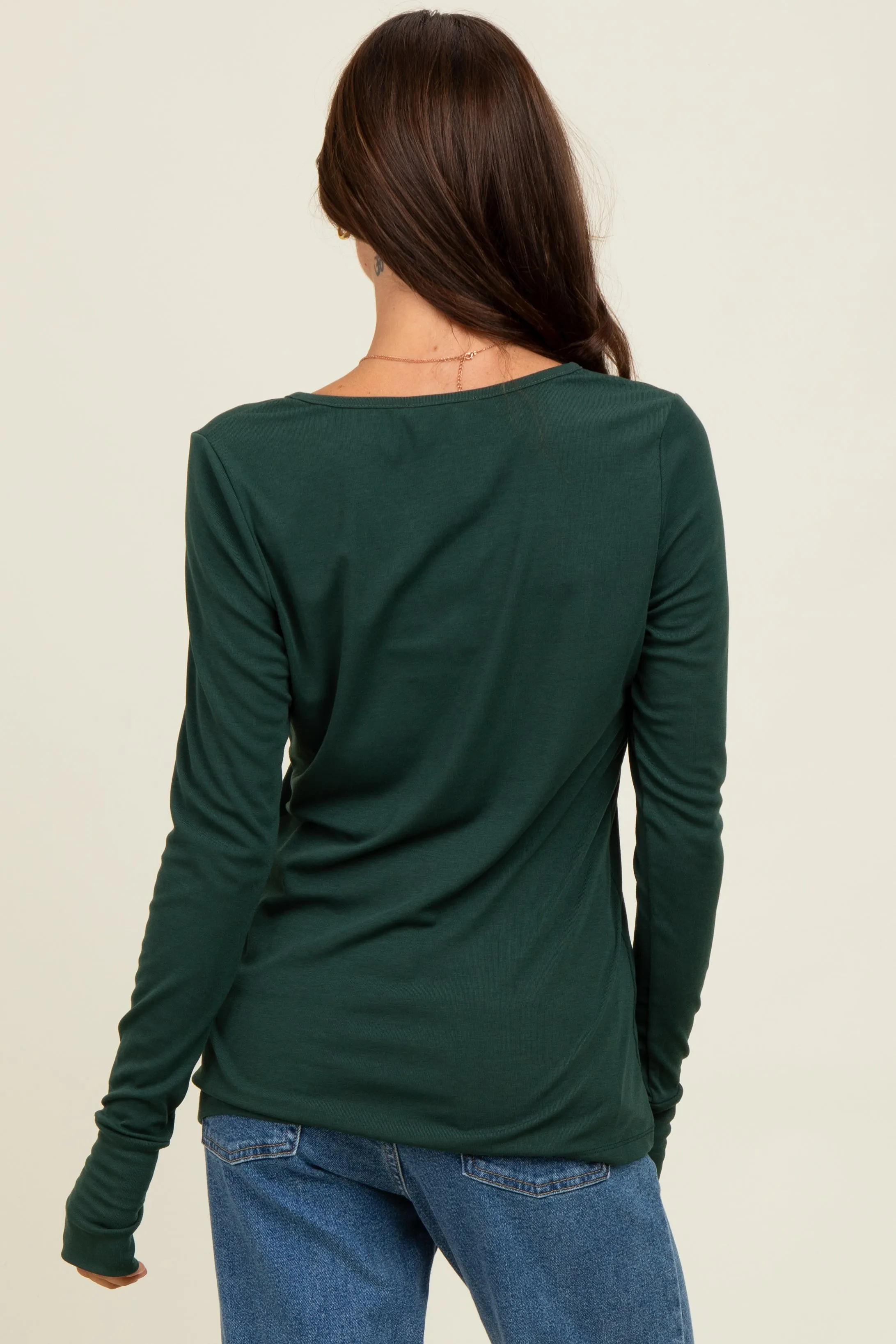 Forest Green Button Front Long Sleeve Top sold by Pinkblush product image thumbnail 2