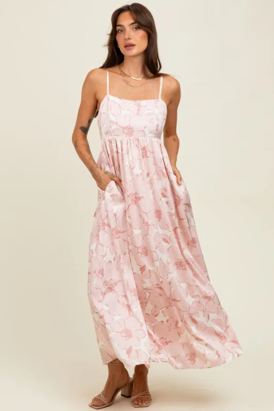 Pink Floral Sleeveless Maxi Dress sold by Pinkblush