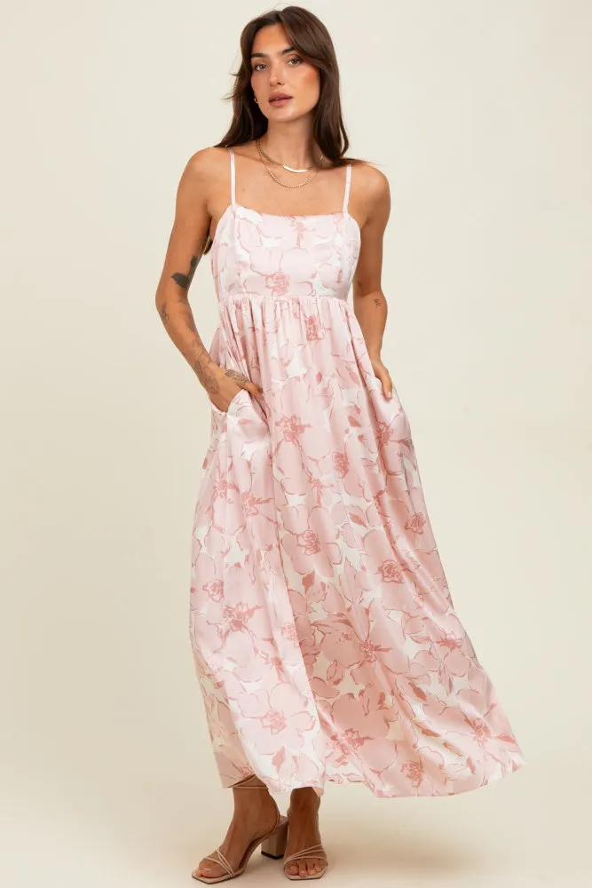 Pink Floral Sleeveless Maxi Dress sold by Pinkblush