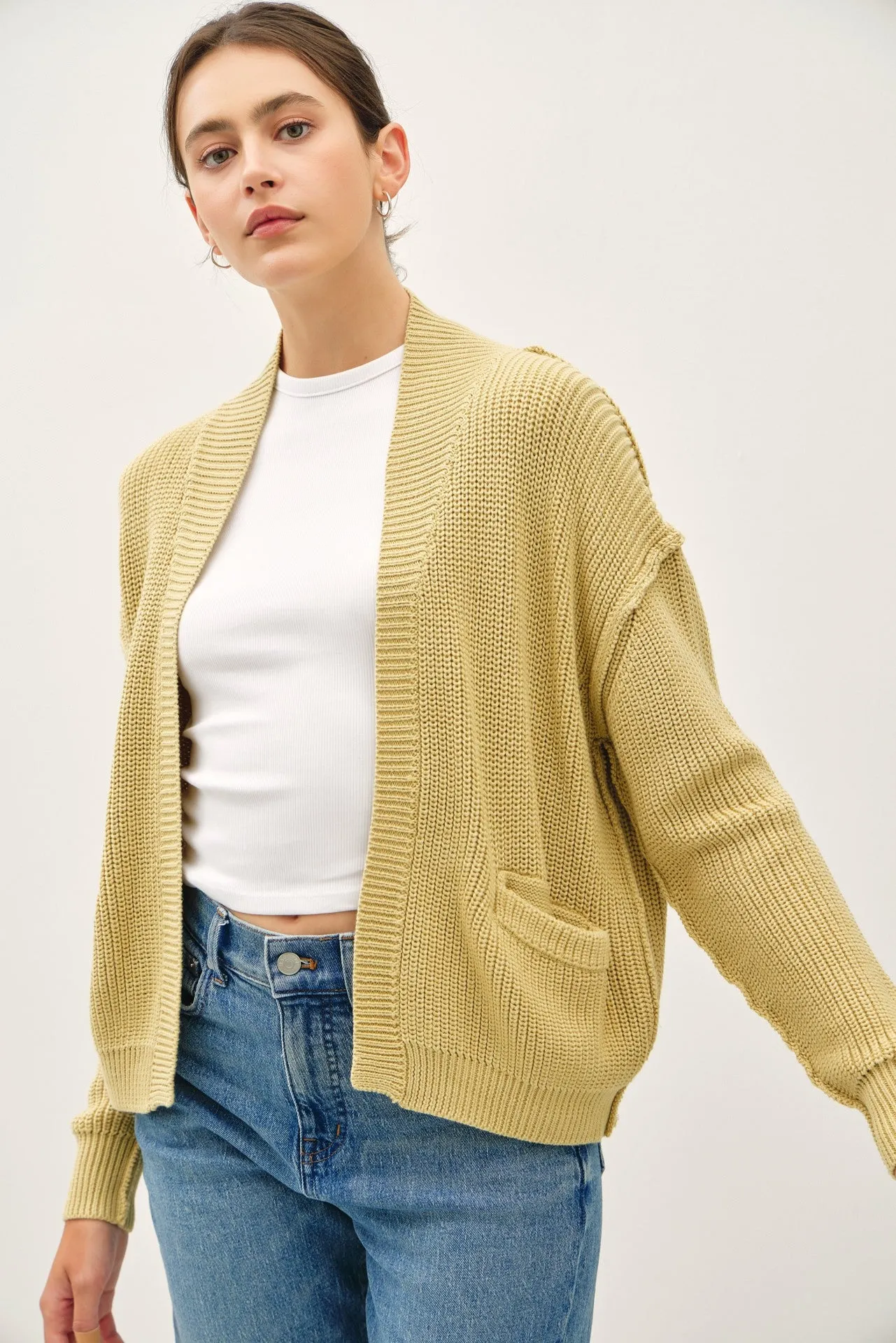 Yellow Chunky Knit Open Maternity Cardigan sold by Pinkblush product image thumbnail 5