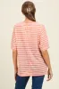 Peach Striped Oversized V-Neck Front Pocket Maternity T-Shirt sold by Pinkblush