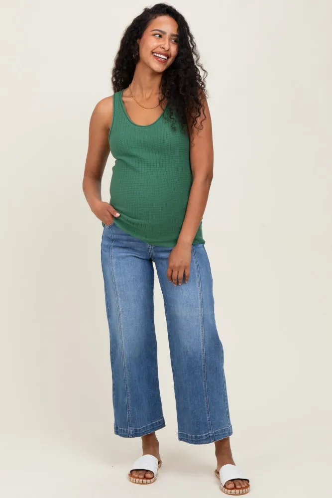 Blue Front Seam Cropped Wide Leg Maternity Jeans sold by Pinkblush