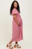 Red Textured Plaid Pen Back Maternity Midi Dress sold by Pinkblush