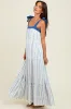 Blue/White Ditzy Floral Sleeveless Tiered Maxi Dress sold by Pinkblush