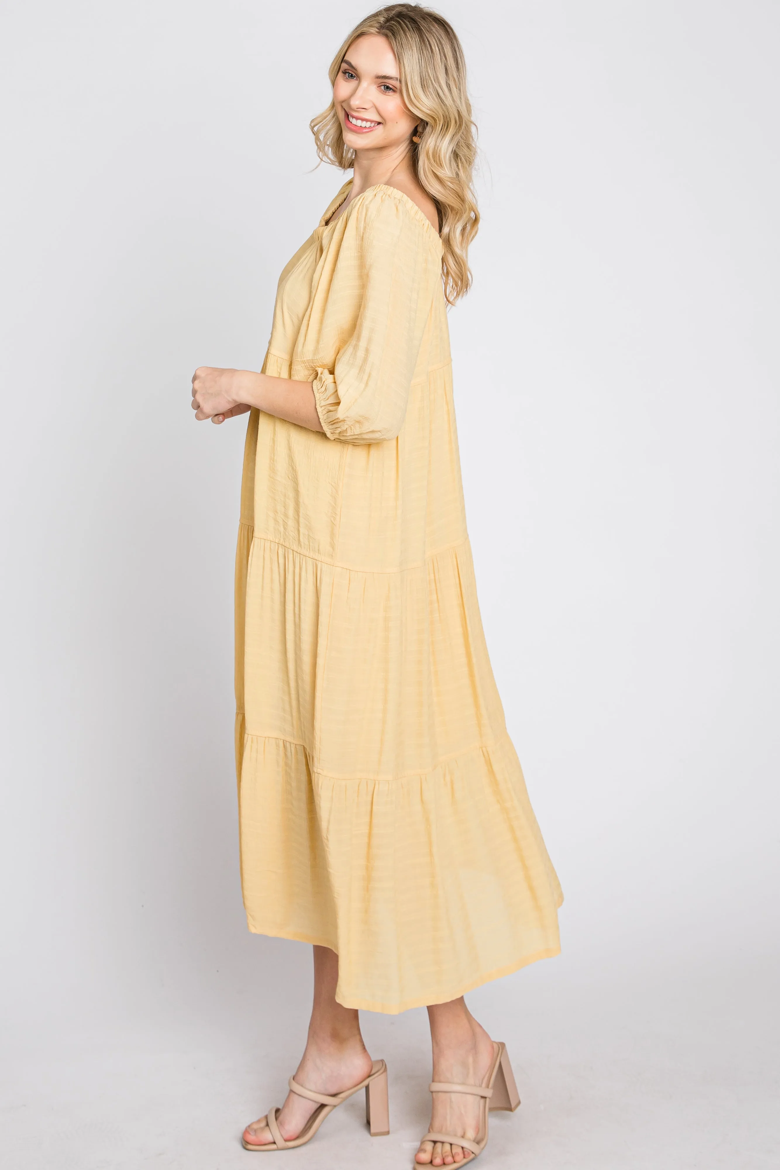 Yellow Tiered Midi Dress sold by Pinkblush product image thumbnail 5