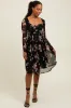 Black Floral Square Neck Long Sleeve Maternity Dress sold by Pinkblush