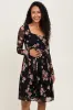 Black Floral Square Neck Long Sleeve Maternity Dress sold by Pinkblush