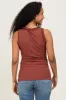 Dark Rust Rib Knit Ruffle Trim Sleeveless Maternity Top sold by Pinkblush