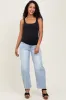 Light Blue High Rise Barrel Leg Maternity Jeans sold by Pinkblush