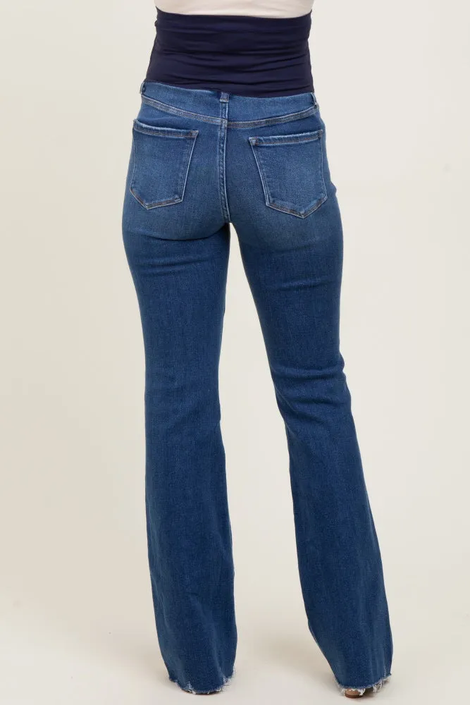 Blue High Rise Raw Hem Bootcut Maternity Jeans sold by Pinkblush product image thumbnail 4