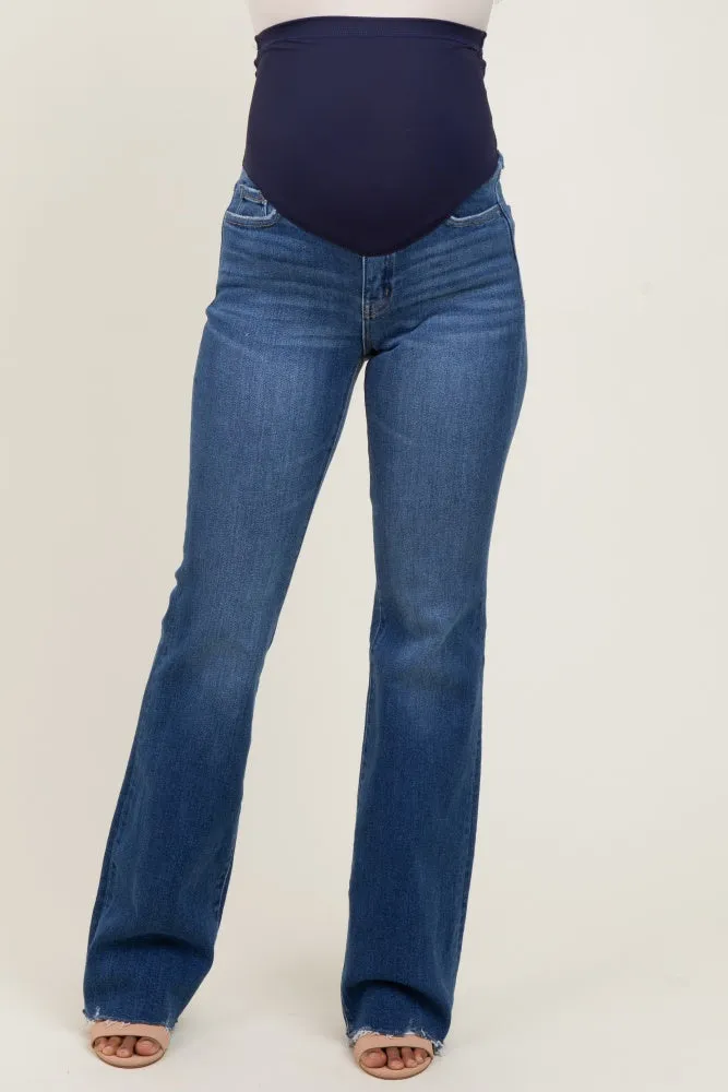 Blue High Rise Raw Hem Bootcut Maternity Jeans sold by Pinkblush product image thumbnail 2