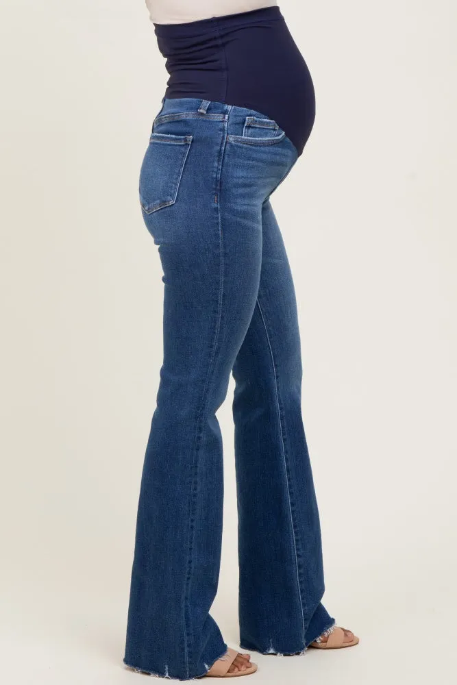 Blue High Rise Raw Hem Bootcut Maternity Jeans sold by Pinkblush product image thumbnail 3