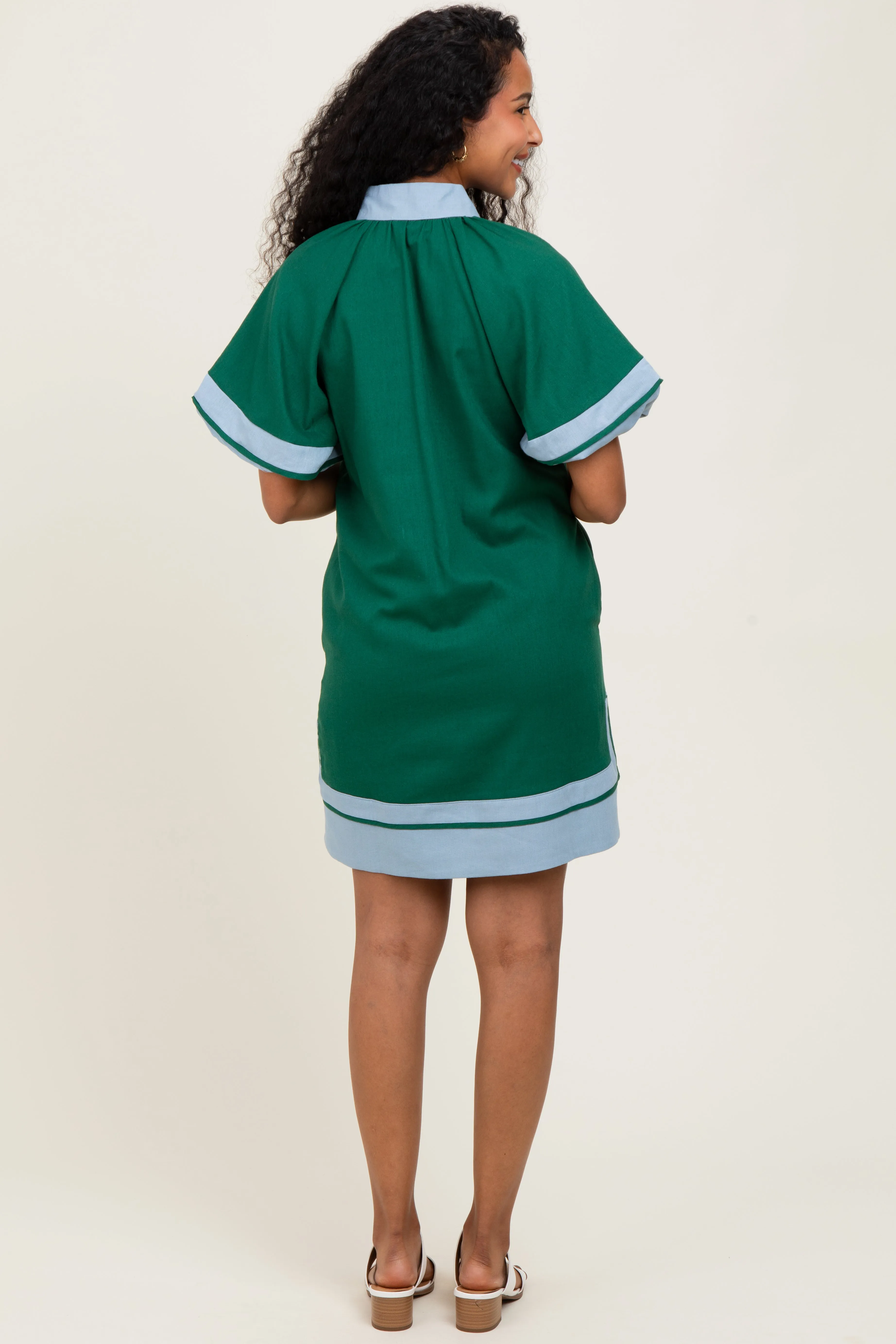 Forest Green Colorblock Border Print Maternity Mini Shift Dress sold by Pinkblush product image thumbnail 4