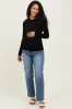 Black Basic Ribbed Knit Long Sleeve Maternity Top sold by Pinkblush