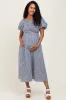 Navy Textured Plaid Pen Back Maternity Midi Dress sold by Pinkblush