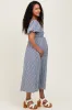 Navy Textured Plaid Pen Back Maternity Midi Dress sold by Pinkblush
