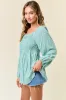 Sage Floral Smocked Long Sleeve Top sold by Pinkblush