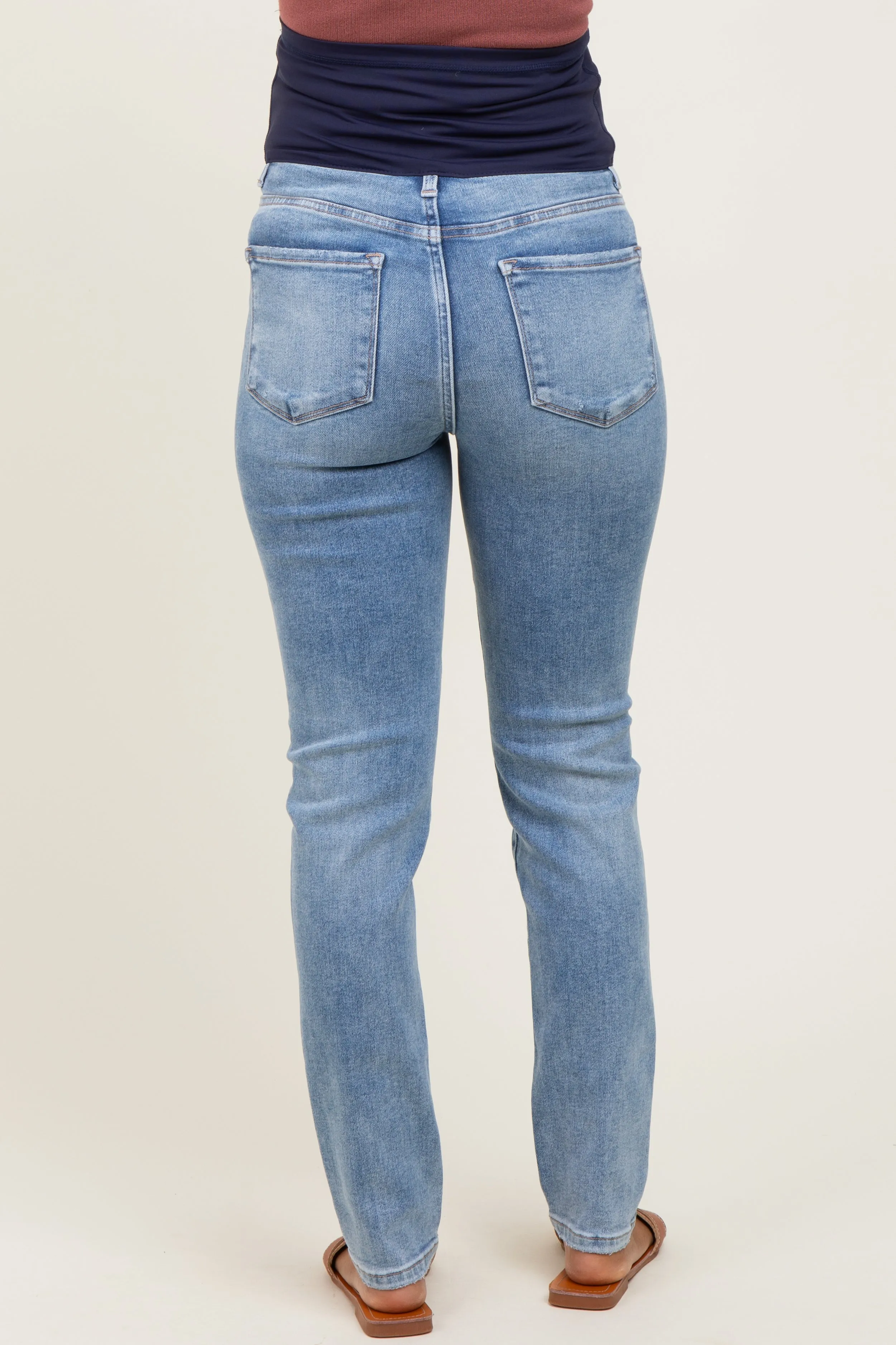 Light Blue Vintage Wash Maternity Skinny Jeans sold by Pinkblush product image thumbnail 5