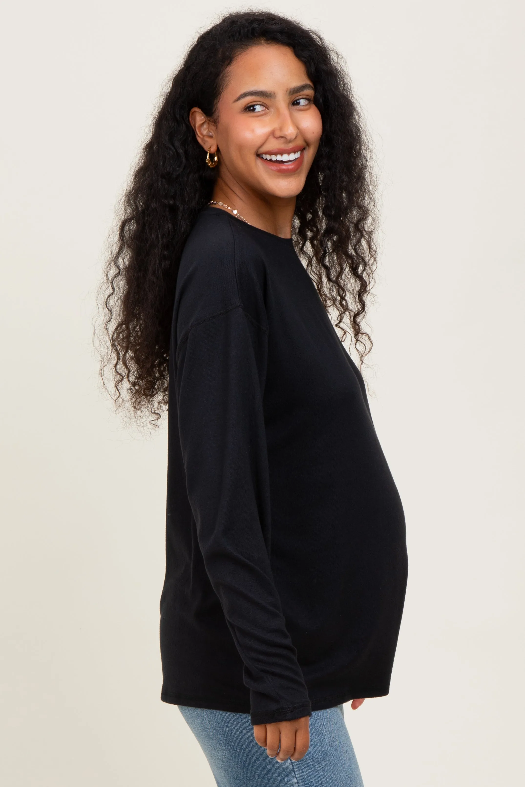 Black Relaxed Fit Maternity Long Sleeve Top sold by Pinkblush product image thumbnail 3