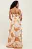 Camel Leaf Print Sleeveless Maternity Maxi Dress sold by Pinkblush