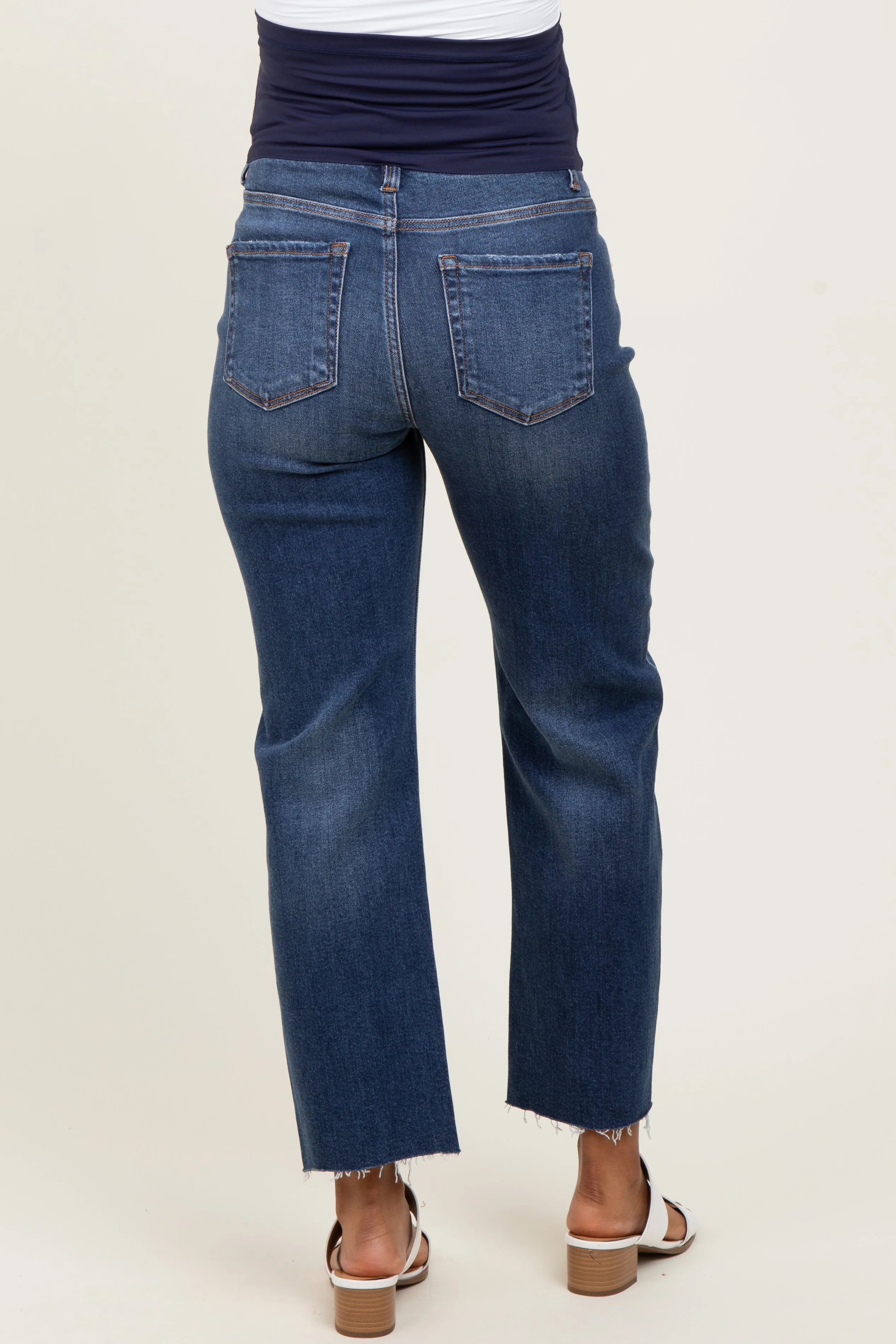 Navy Raw Hem Ankle Straight Leg Maternity Jeans sold by Pinkblush product image thumbnail 5