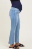Blue High Rise Uneven Raw Hem Kick Flare Maternity Jeans sold by Pinkblush