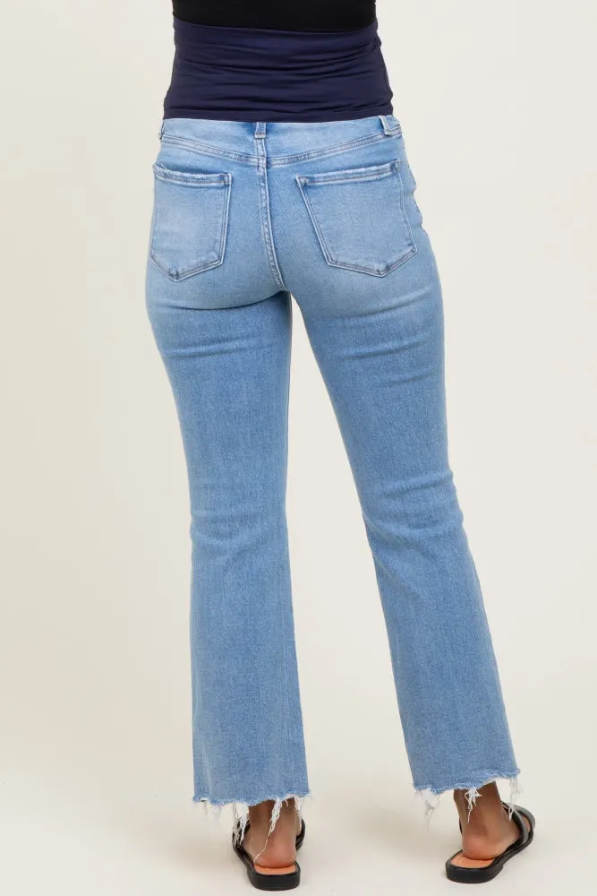 Blue High Rise Uneven Raw Hem Kick Flare Maternity Jeans sold by Pinkblush product image thumbnail 4