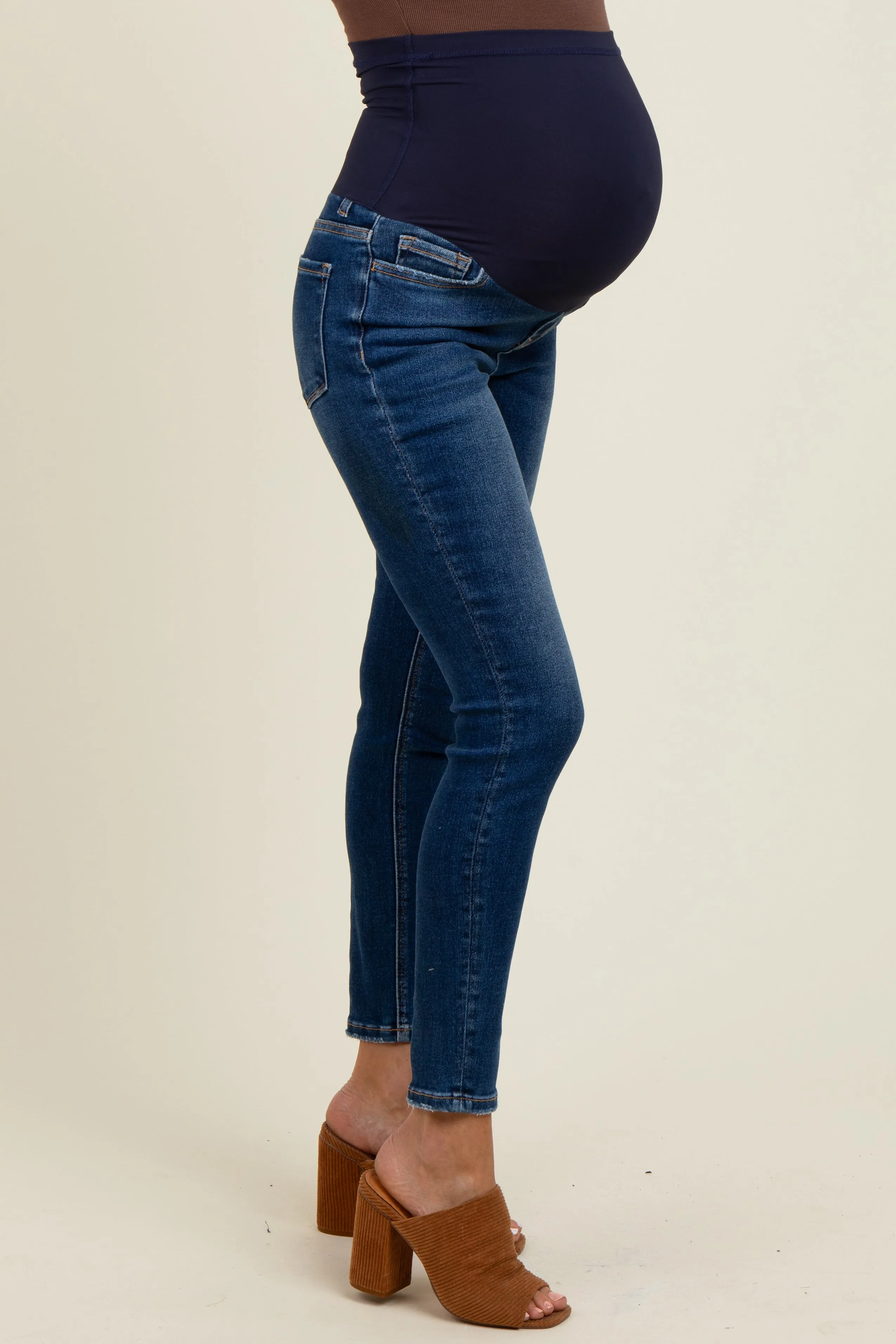 Navy Vintage Wash Maternity Skinny Jeans sold by Pinkblush product image thumbnail 3