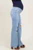 Light Blue 90'S Vintage Super High Rise Flare Maternity Jeans sold by Pinkblush