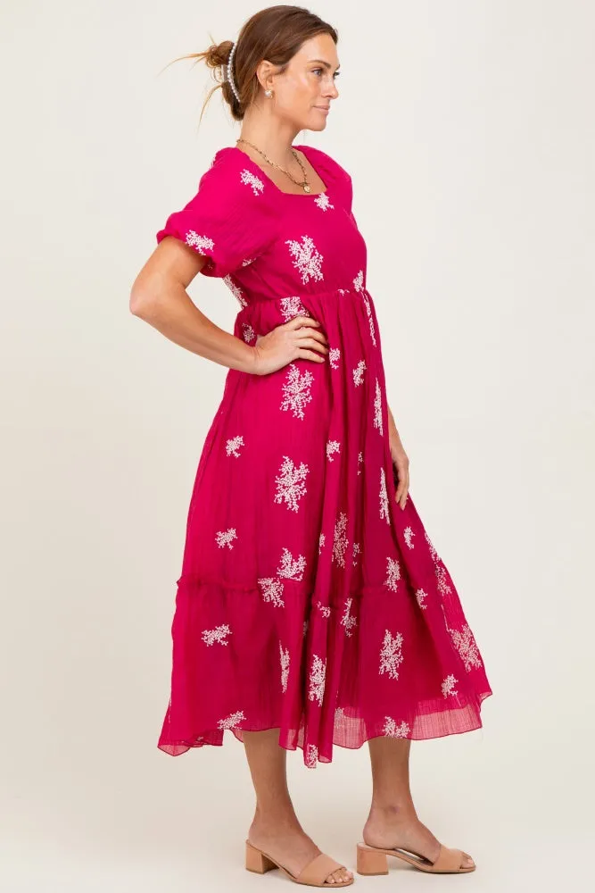 Magenta Floral Print Ruffle Hem Midi Dress sold by Pinkblush product image thumbnail 3