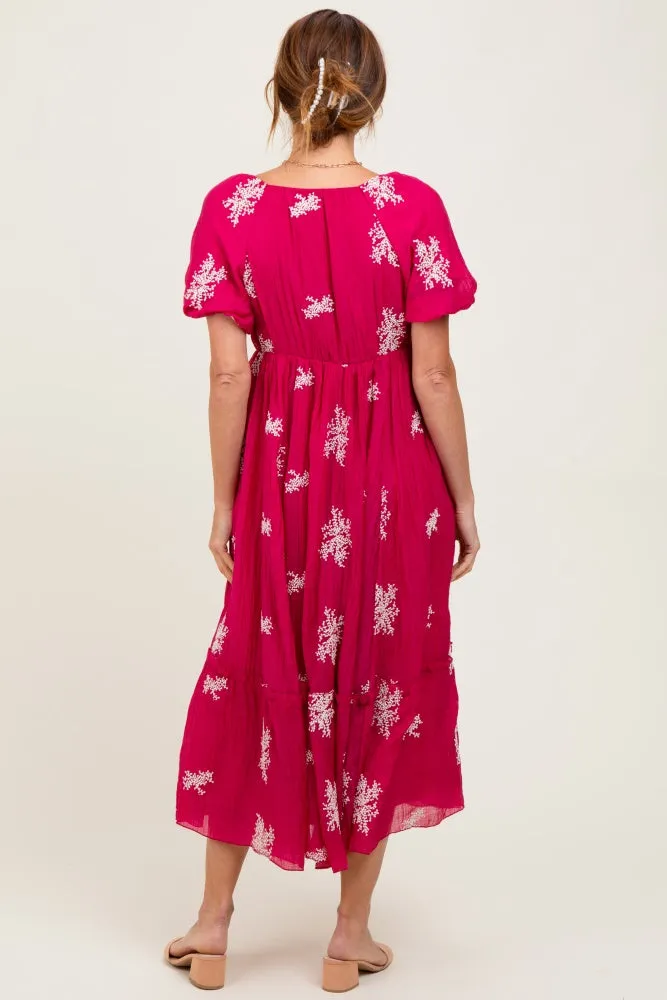 Magenta Floral Print Ruffle Hem Midi Dress sold by Pinkblush product image thumbnail 4