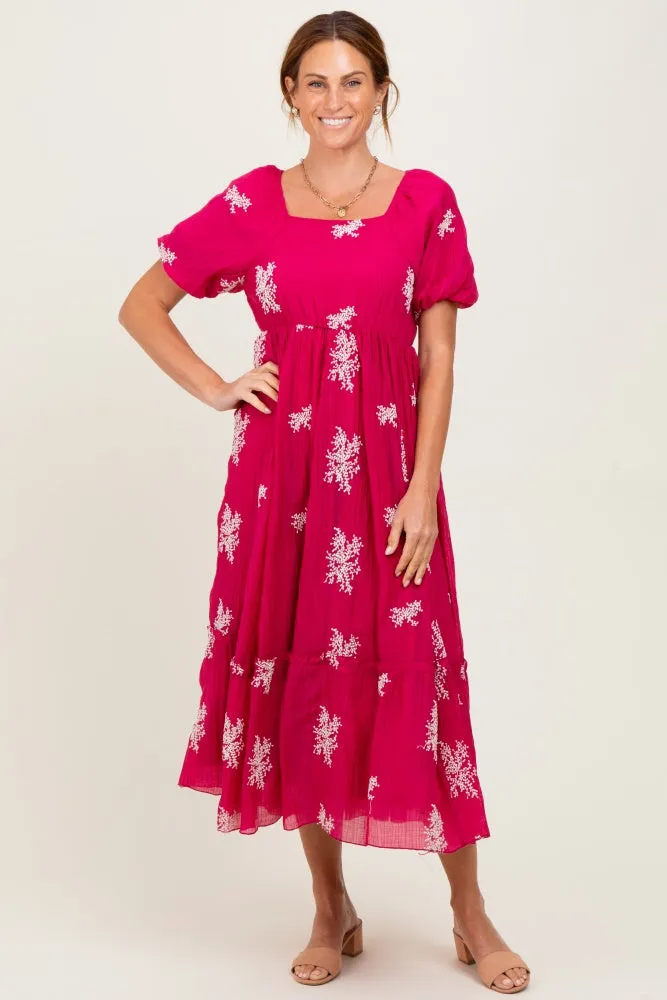 Magenta Floral Print Ruffle Hem Midi Dress sold by Pinkblush product image thumbnail 2