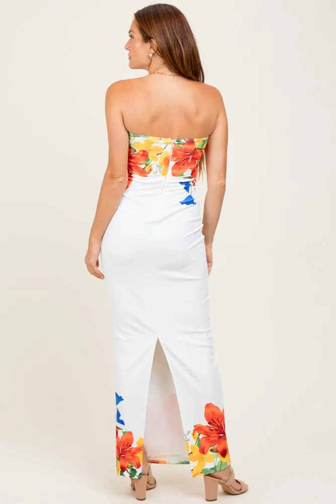 Ivory Floral Strapless Maxi Dress sold by Pinkblush product image thumbnail 4