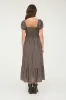 Brown Plaid Puff Sleeve Button Down Maxi Dress sold by Pinkblush