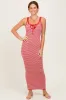 Red Striped Knit Tie-Front Midi Dress sold by Pinkblush