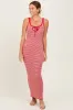Red Striped Knit Tie-Front Midi Dress sold by Pinkblush